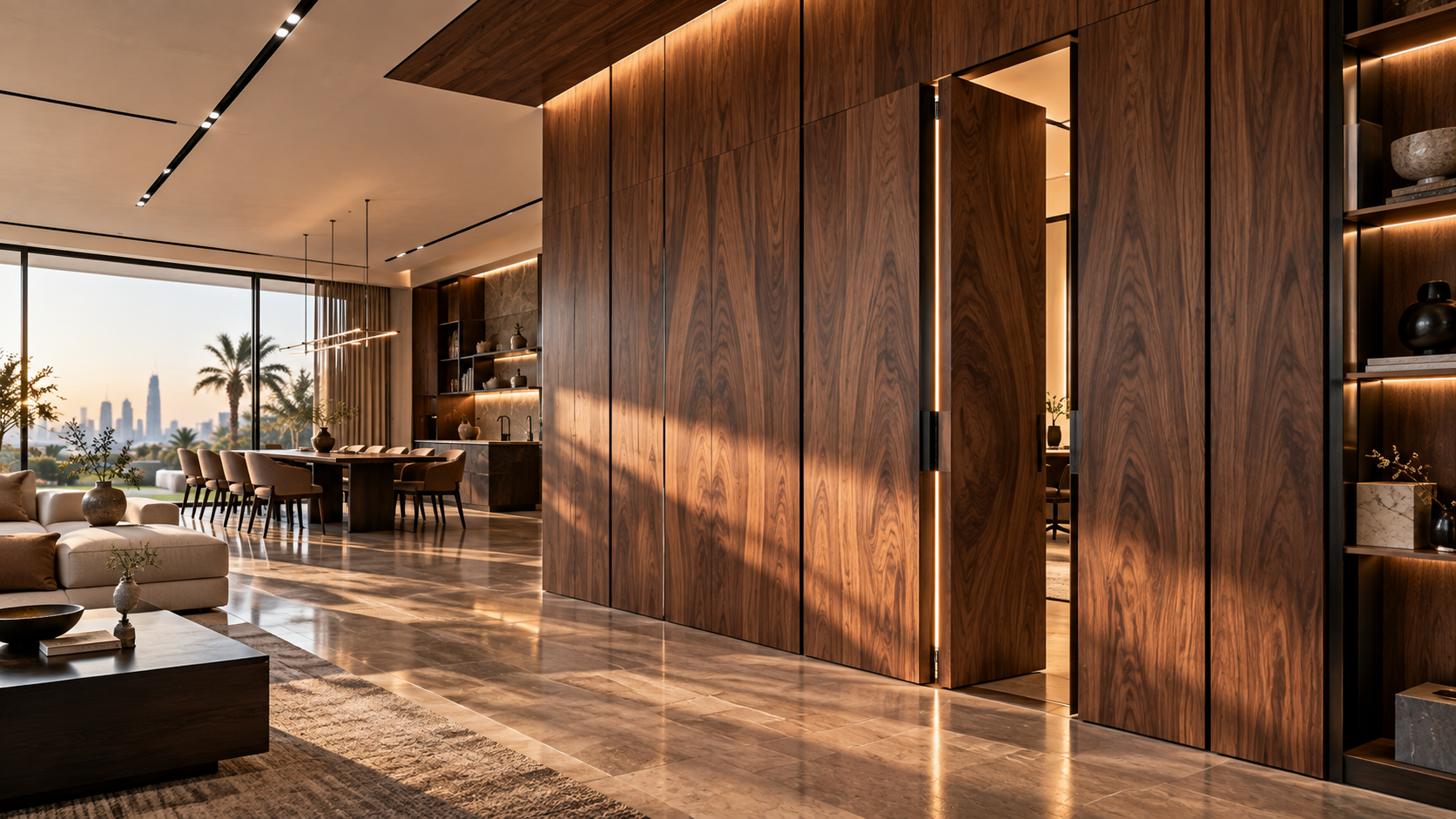 Architectural walnut wall system